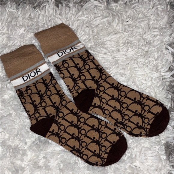 Dior Other - Dior Tan and Brown Logo Men's Socks